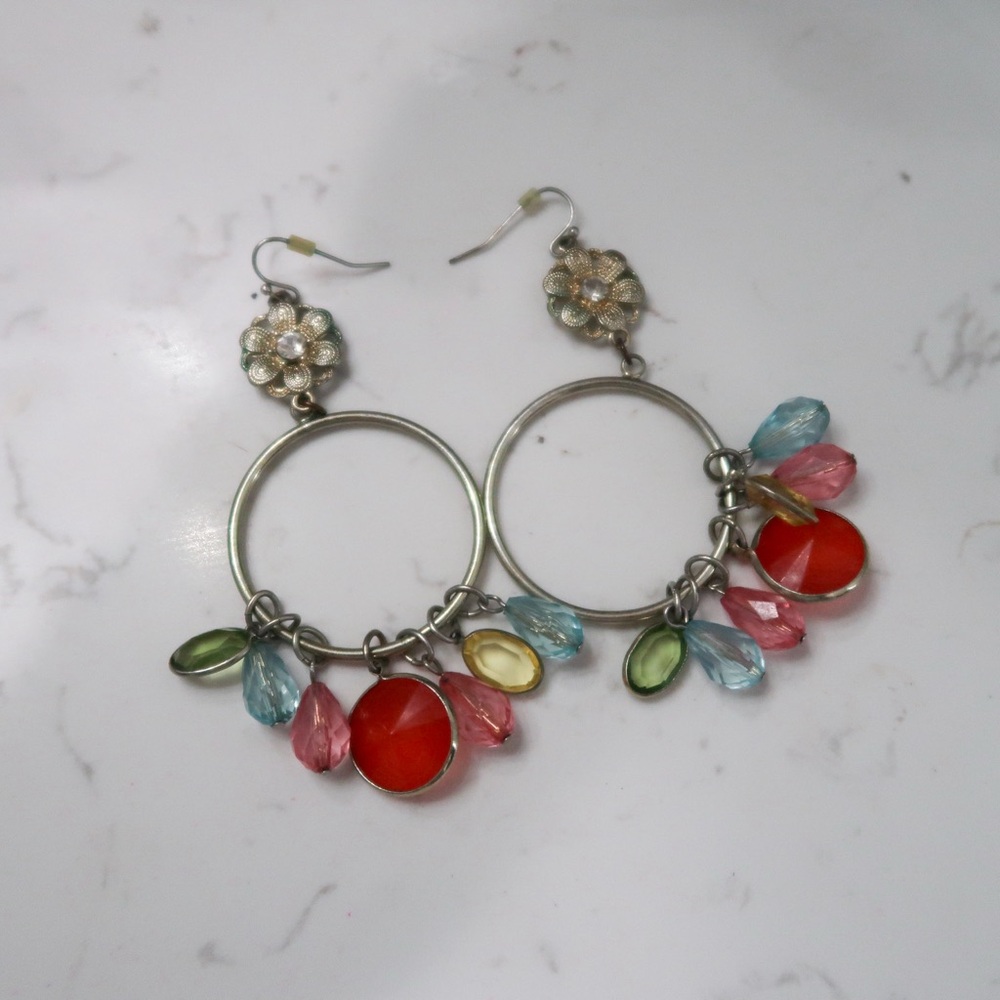 Colorful Dangle Hoop Earrings